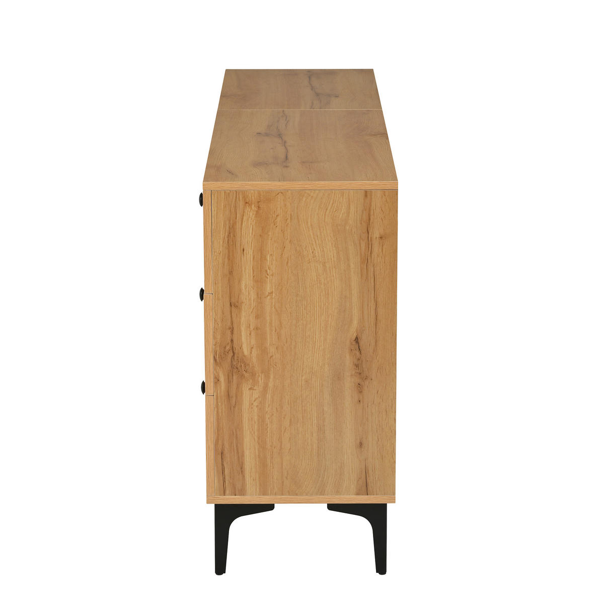 SIDEBOARD DE-37526 120/35/76 cm mit 1 Tür und 3 Schubladen Natur/Schwarz - Naturfarben, Holzwerkstoff (120/76/35cm) - ComfortXL