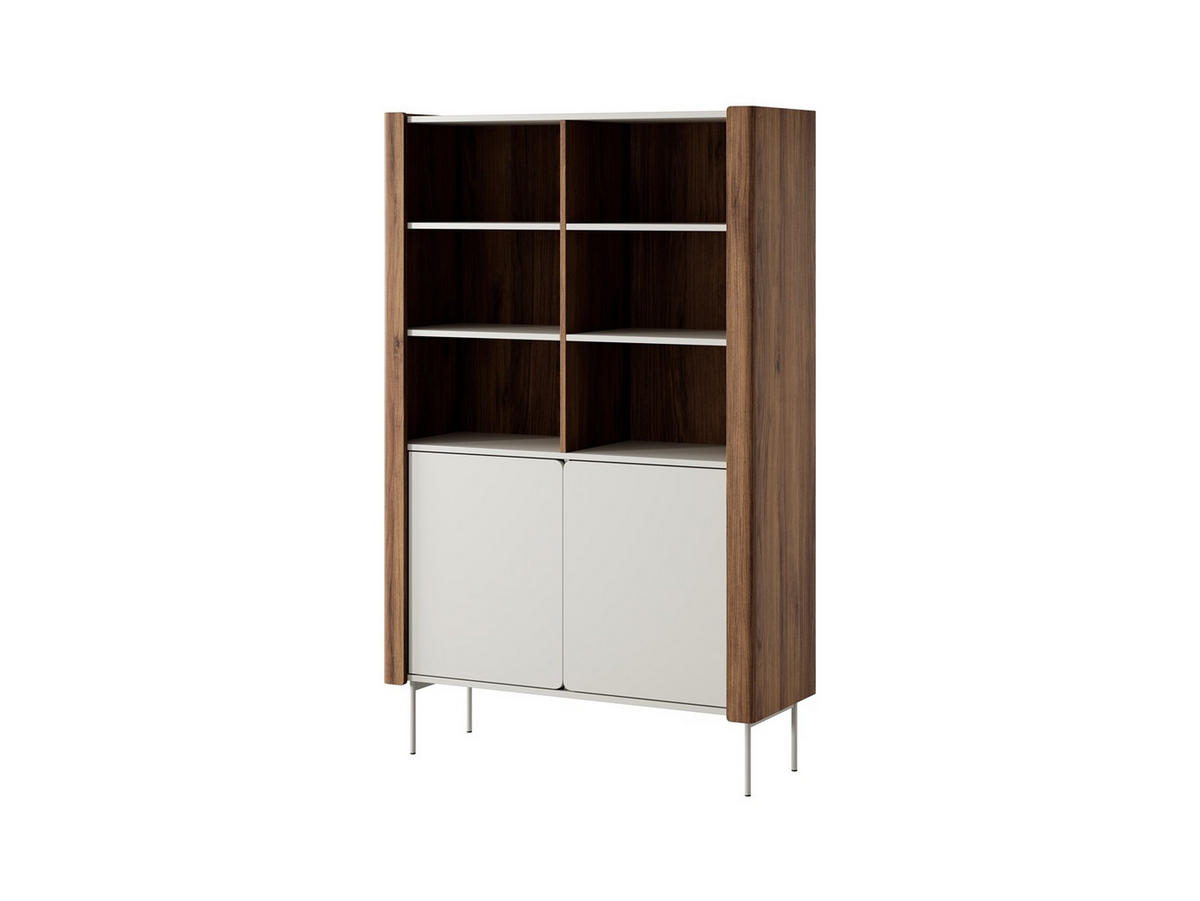 BÜCHERREGAL Paris, Nussbaum mit Kaschmir - Kaschmir/Walnussfarben, Holzwerkstoff (105/167/40cm) - Bettso