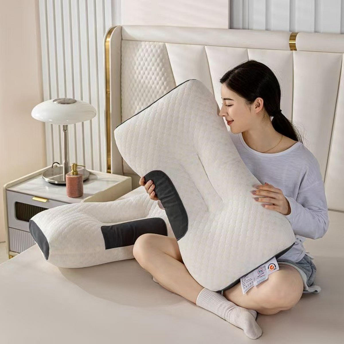 KOPFKISSEN Memoryschaum orthopädisch-48*74*8-weiß - Weiß, Textil (48/74cm)