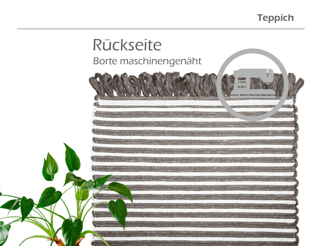 HANDGEWEBTER Läufer 50x70 cm Schiefergrau - Graphitfarben, Naturmaterialien/Textil (50/70cm) - Lashuma