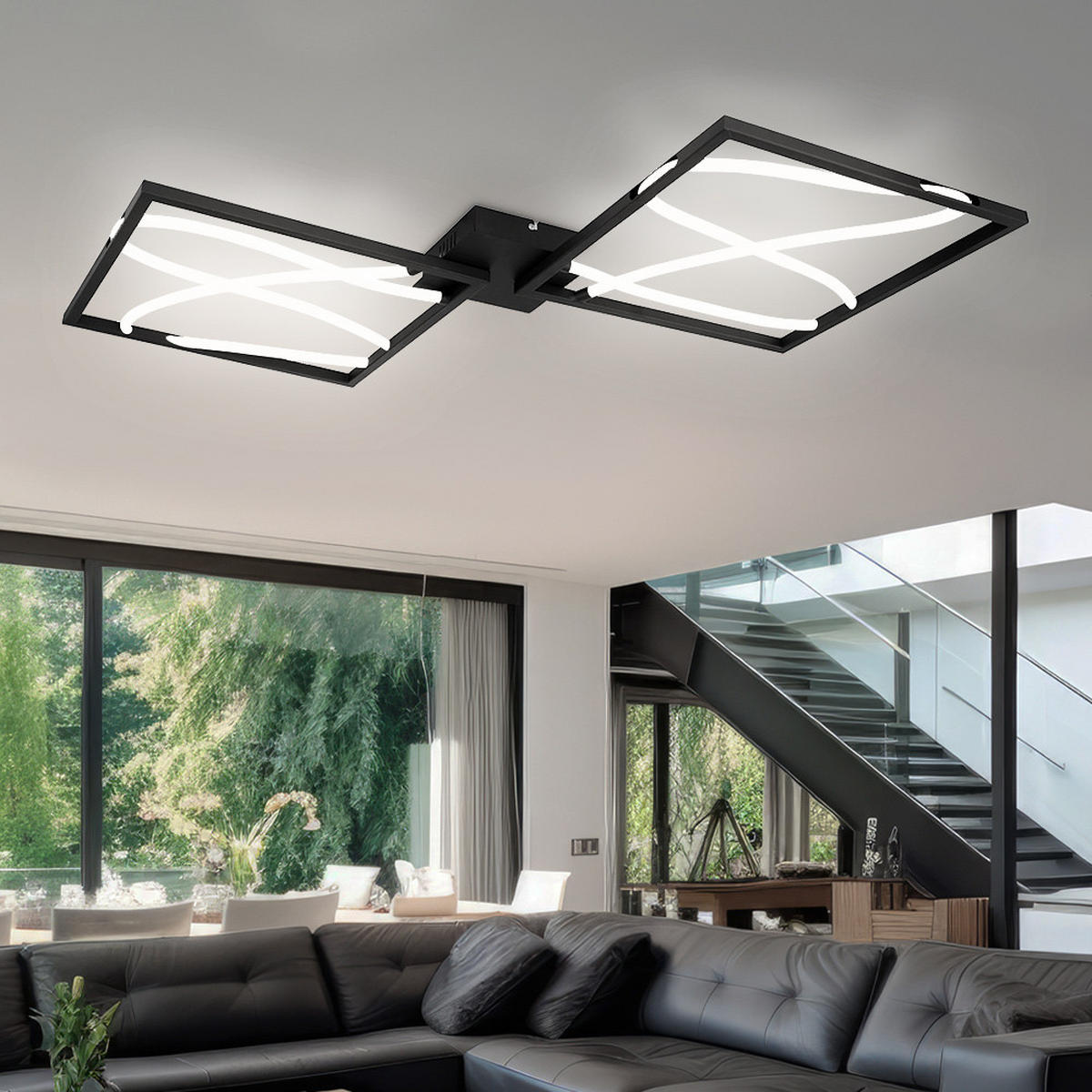 LED DECKENLEUCHTE KAIA Schwarz Aluminium Metall - Schwarz, Metall (78.4/84/6.8cm) - Globo Lighting