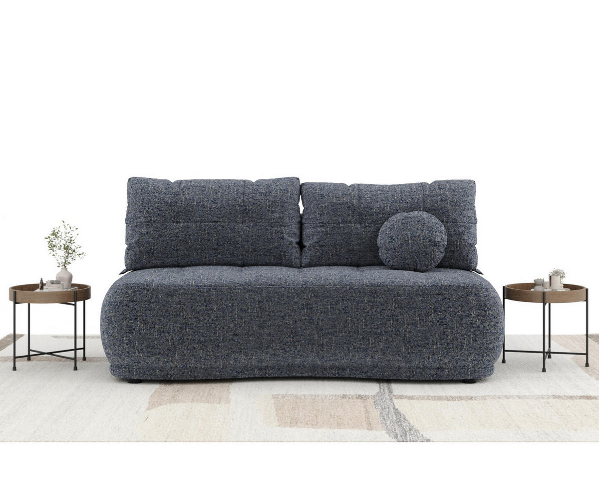 SCHLAFSOFA Cirrus Marineblau Webstoff - Schwarz/Dunkelblau, Holz/Holzwerkstoff (206/95/105cm) - Maison de Reve
