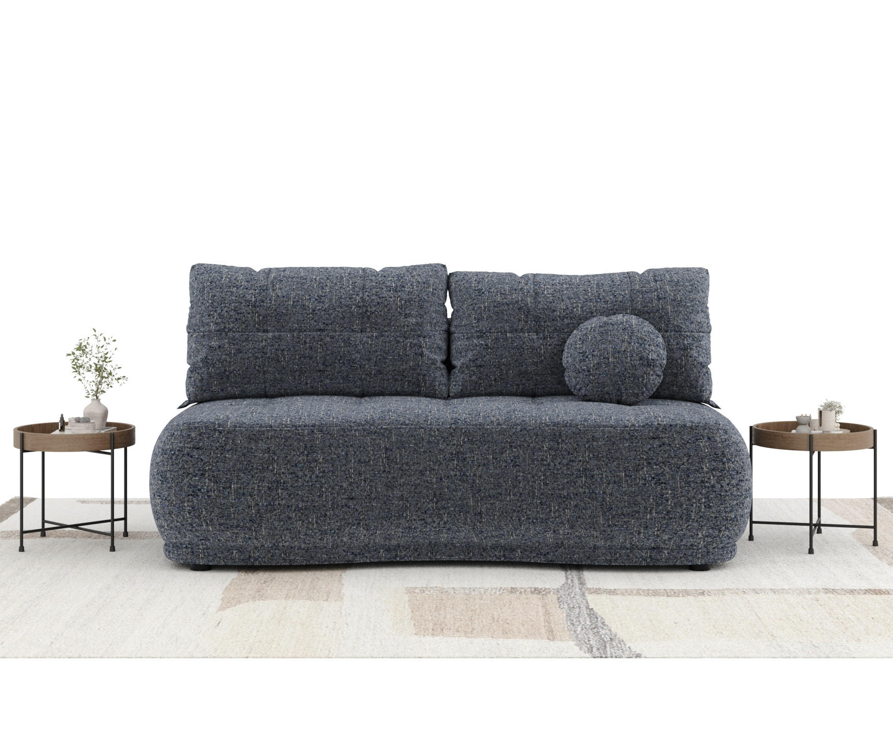 Thumbnail - Maison de Reve Schlafsofa, Dunkelblau, Textil, 3-Sitzer, Füllung: Schaumstoff, L-Form, Rundrohr, 206x95x105 cm, Reach, H...