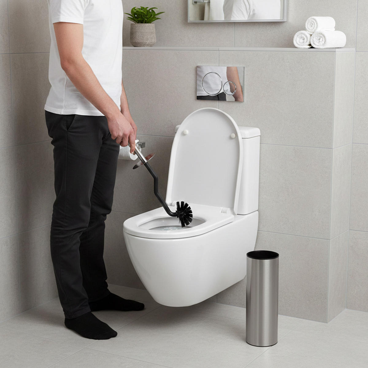 WC-KEFA čistič okrajov - strieborná, kov/plast (9/36.5/9cm) - Relaxdays