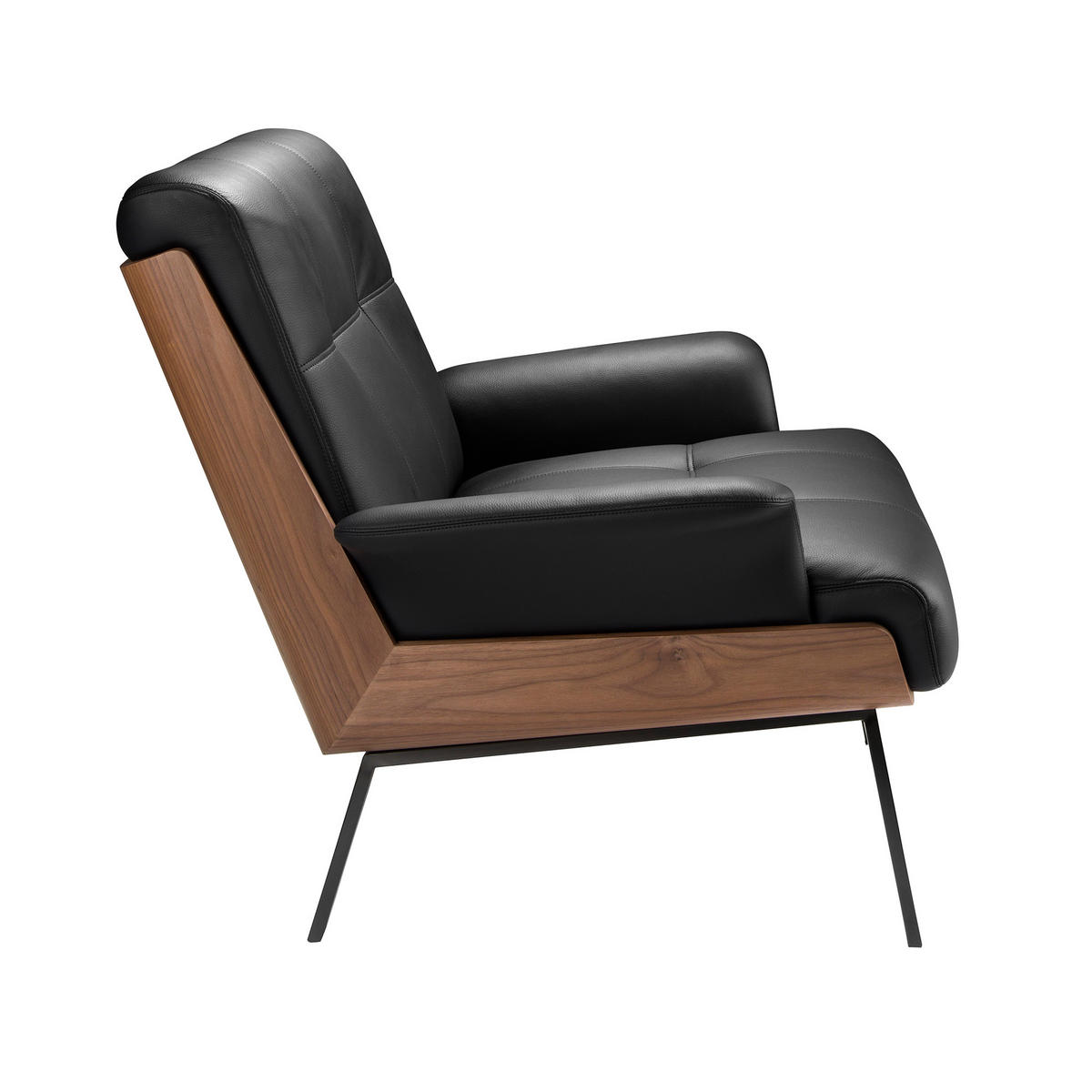 SESSEL Walnuss Schwarz Stahl 90/87/82 - Schwarz, Textil (90/82/87cm) - ANGEL CERDA