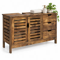 WASCHBECKENUNTERSCHRANK Vintagebraun 3 Schubladen - Braun, Holzwerkstoff/Textil (100/60/35cm) - Relaxdays