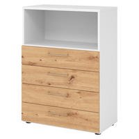 SCHUBLADENSCHRANK - 4 Schübe 42/80/110 cm in Weiß/Wildeiche - Wildeiche/Weiß, Holzwerkstoff (80/110/42cm) - bümö