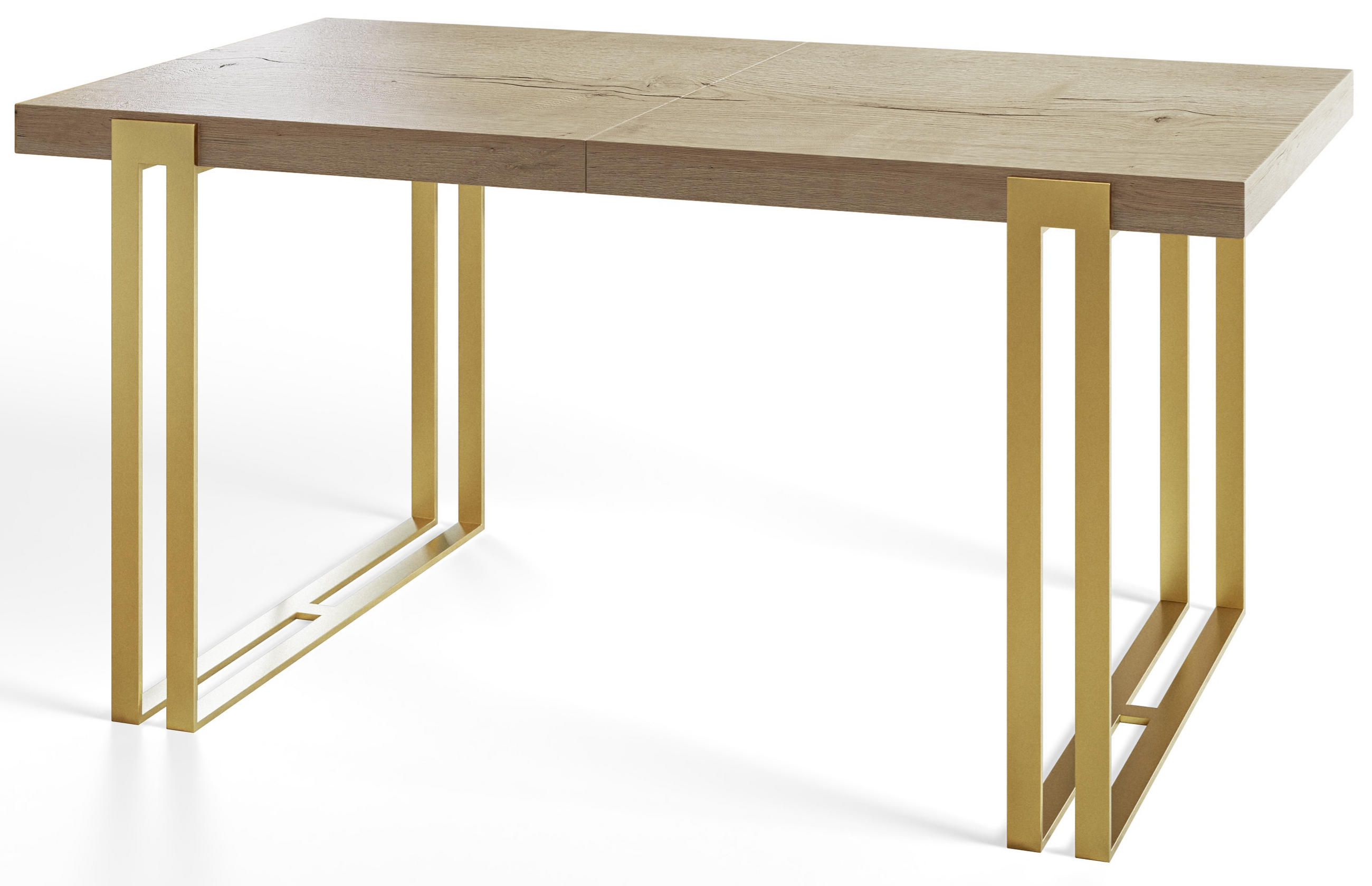 ESSZIMMERTISCH ROSA, ausziehbarer Tisch 140-240X80X77 cm, Farbe: HALIFAX, mit Metallbeinen in Farbe Gold - Goldfarben/Naturfarben, Holzwerkstoff (140/80/77cm) - Alpi-Möbel