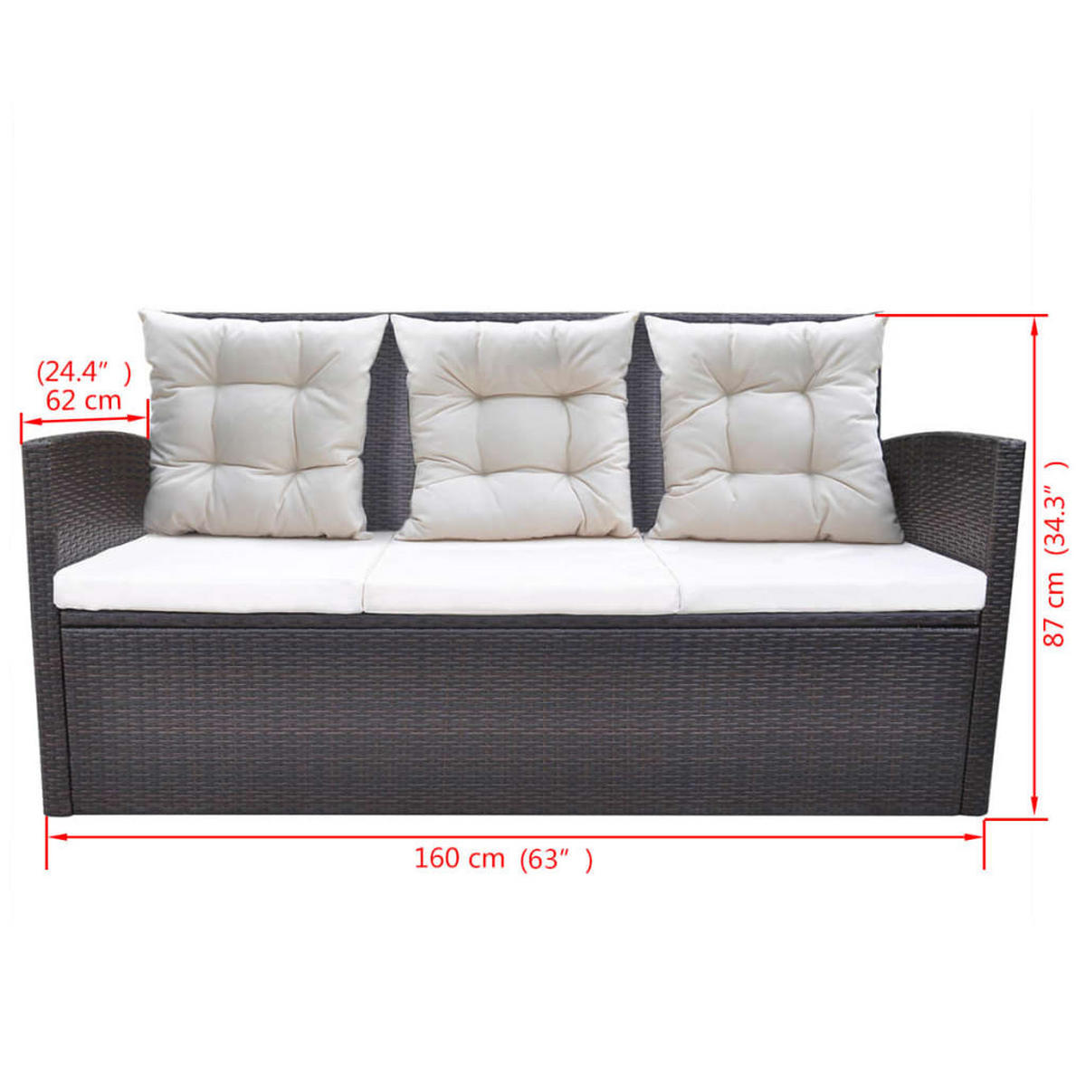 GARTEN-ESSGRUPPE 6-TLG MIT AUFLAGEN POLY RATTAN BRAUN - Creme/Braun, Naturmaterialien/Textil - vidaXL