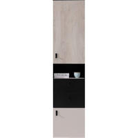 REGALKOMBINATION Spuki in Schwarz, Eiche und Beige – Regalschrank groß - Schwarz, Holzwerkstoff (80/200/120cm)