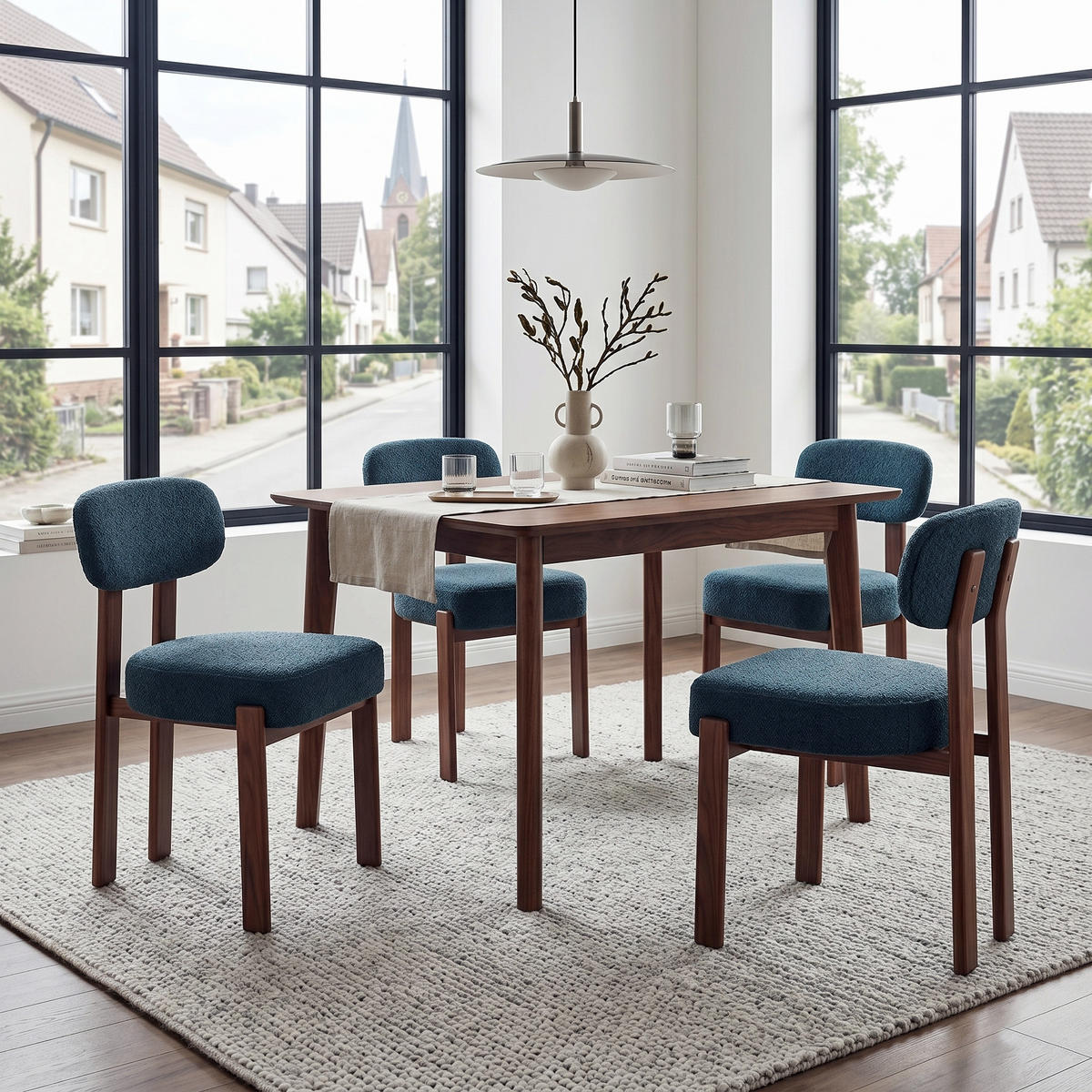 MATSTOL 2-PACK i Linnetyg med böjt ryggstöd och tjock stoppning - Svart, Textil (49/82.5/57cm) - Urban Meuble