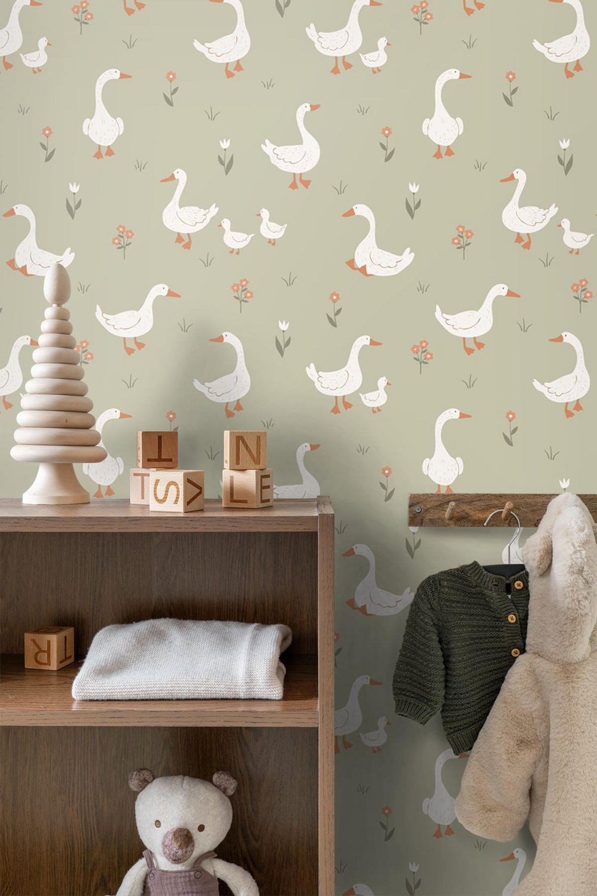 TAPETE Gänsen 50 x 900 cm - Grün, Papier (50/0.1cm) - ESTAhome