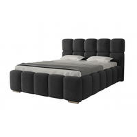 POLSTERBETT LUNA mit Kopfteil, 180 x 200 cm, Doppelbett mit Bettkasten und Lattenrost aus Metall, Boucle Stoff: Dunkelgrau - Dunkelgrau, Holz/Textil (180/200cm) - Agmat-Furniture