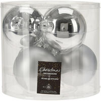 CHRISTBAUMKUGEL Santa Lila Silber 8/8/8 cm Kunstoff - Silberfarben, Kunststoff (8/8/8cm) - Mondex