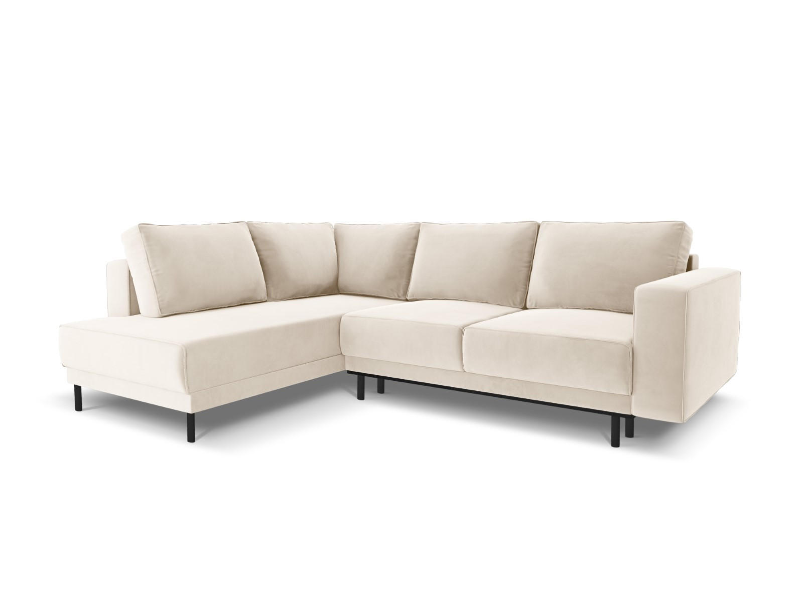 AUSKLAPPBARES-ECKSOFA links Caro aus Samt leichtes beige 5 Sitzplätze - Beige, Textil (187/247cm) - Micadoni