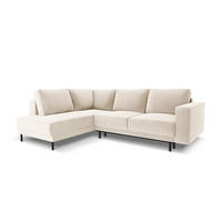 AUSKLAPPBARES-ECKSOFA links Caro aus Samt leichtes beige 5 Sitzplätze - Beige, Textil (187/247cm) - Micadoni