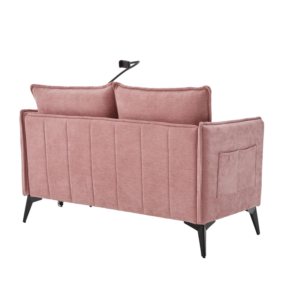 SOFA 2-Sitzer mit Handyhalterung und Ablagefächern Chenille Pink 127/69/66 cm - Rosa, Textil (127/66/69cm) - OKWISH