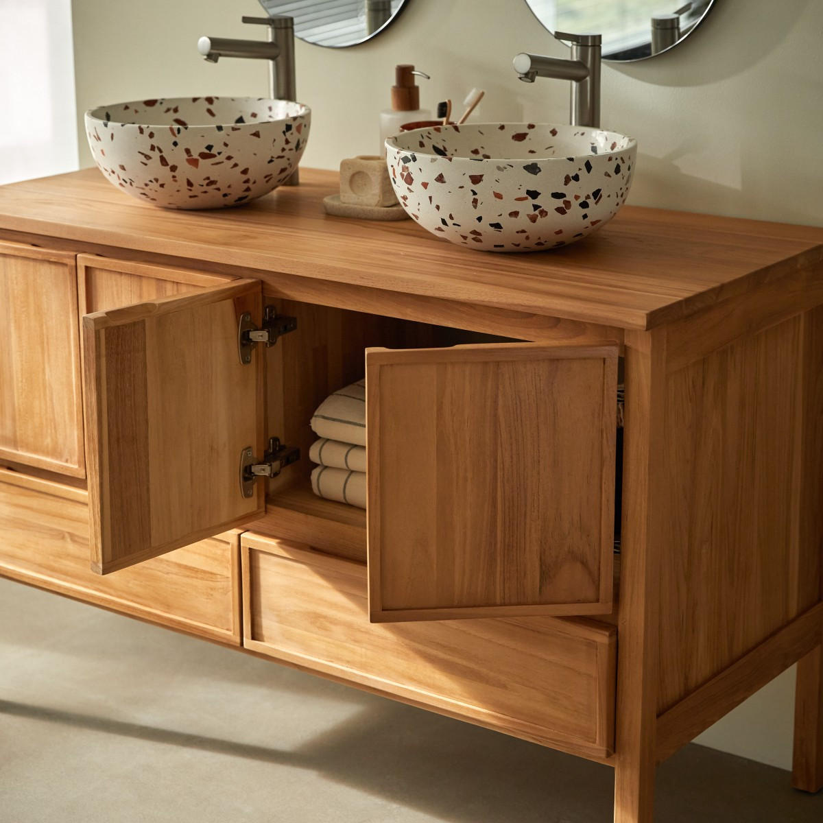 WASCHTISCHUNTERSCHRANK Jane Natur aus Teak - Naturfarben, Holz (120/79/54cm) - Tikamoon