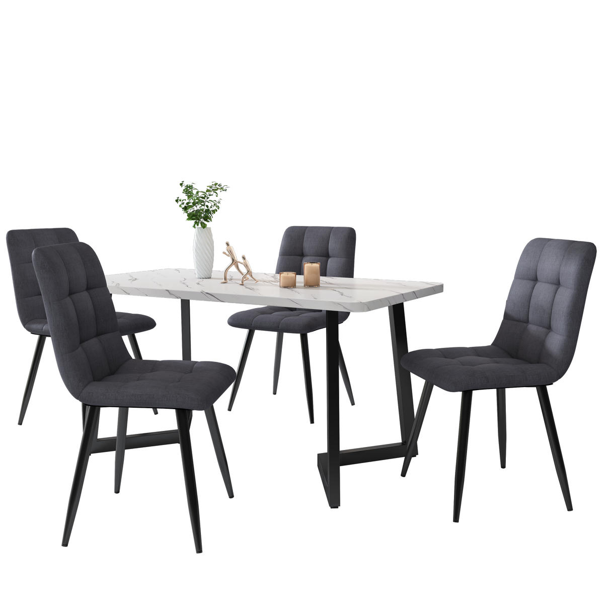 ESSZIMMERSTUHL 4er-Set ergonomisch 44 x 41 x 86 cm Leinen Gray - Grau, Metall (44/86/46cm) - Meubliv