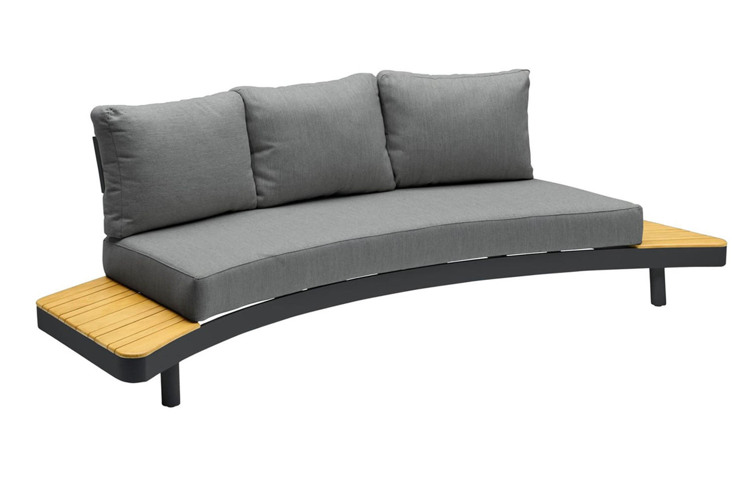 LOUNGESOFA Madison 258x94x74 cm, Natur, Teakholz - Anthrazit/Naturfarben, Holz/Metall (258/74/94cm) - dasmöbelwerk