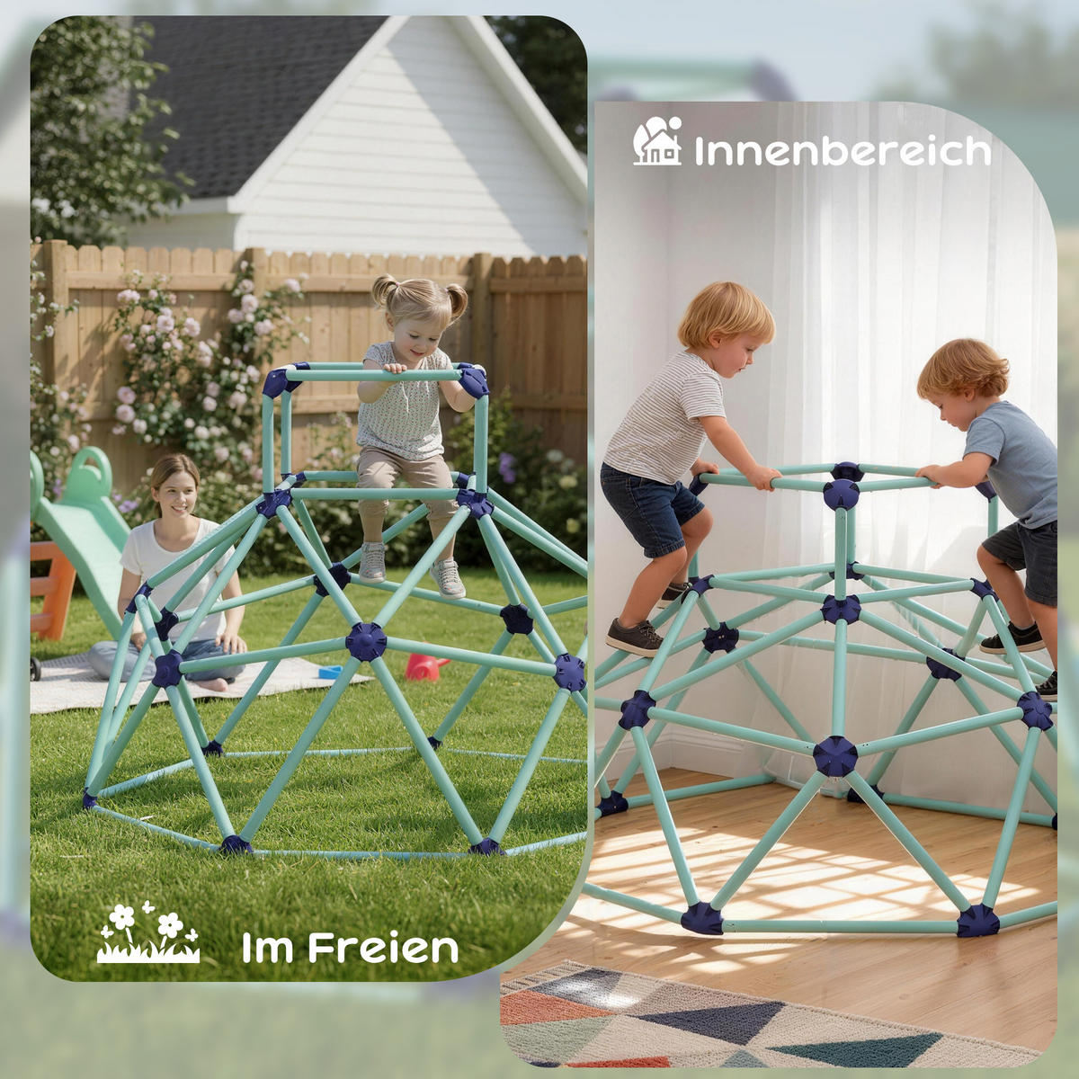 KLETTERKUPPEL Kunststoff Blau - Blau, Kunststoff (182.5/59/182.5cm) - AIYAPLAY