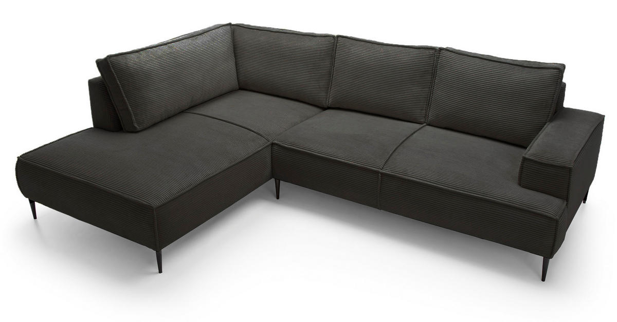 SCHLAFSOFA 275 cm L-Form Harmonia mit Beinen, Links, Dunkelgrau - Dunkelgrau, Holz (275/195cm) - Emporius
