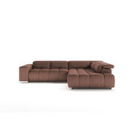 ECKSOFA mit verstellbaren Kopflehnen - Chromfarben/Braun, Textil/Metall (225/310cm) - Cotta