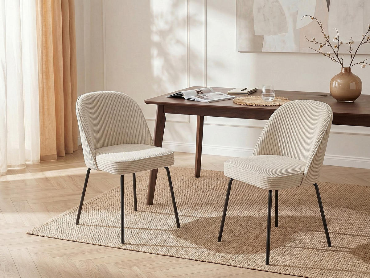 STUHL - 50 cm x 57.5 cm - Samt, Stoff - Cremefarben ALPALI - Creme, Textil (50/83.5/57.5cm) - Vente-Unique