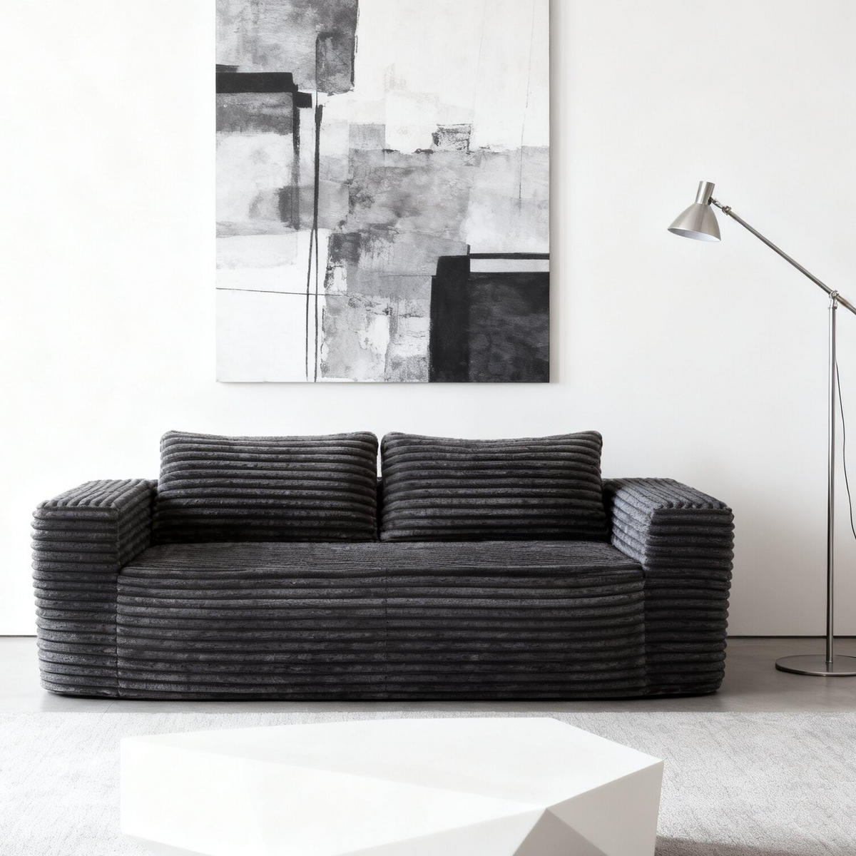 2-SITZER SOFA Cord Grau - Grau, Textil (160/58/88cm) - WISHDOR