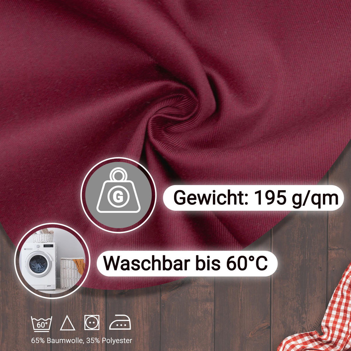 SCHÜRZE , 80x100 cm, 65% Baumwolle, 35% Polyester, Rot - Bordeaux, Textil (80/100cm) - Zollner