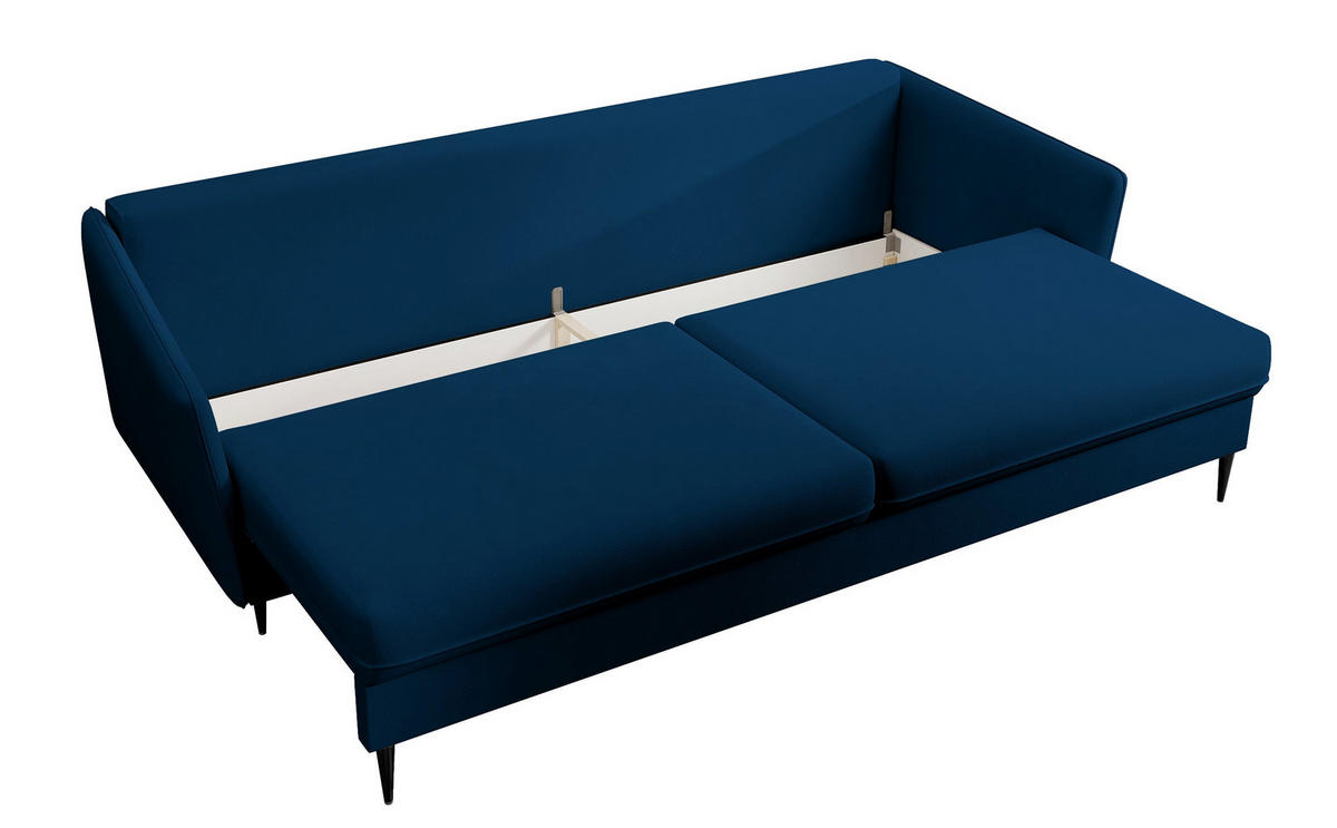 SCHLAFSOFA Volio Dunkelblau schwarzen Beinen - Schwarz/Dunkelblau, Textil/Metall (221/90/100cm) - Selsey