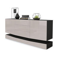 SIDEBOARD City Fronten in Sandgrau Hochglanz - Sandfarben, Holzwerkstoff (178/82/39cm) - Vladon