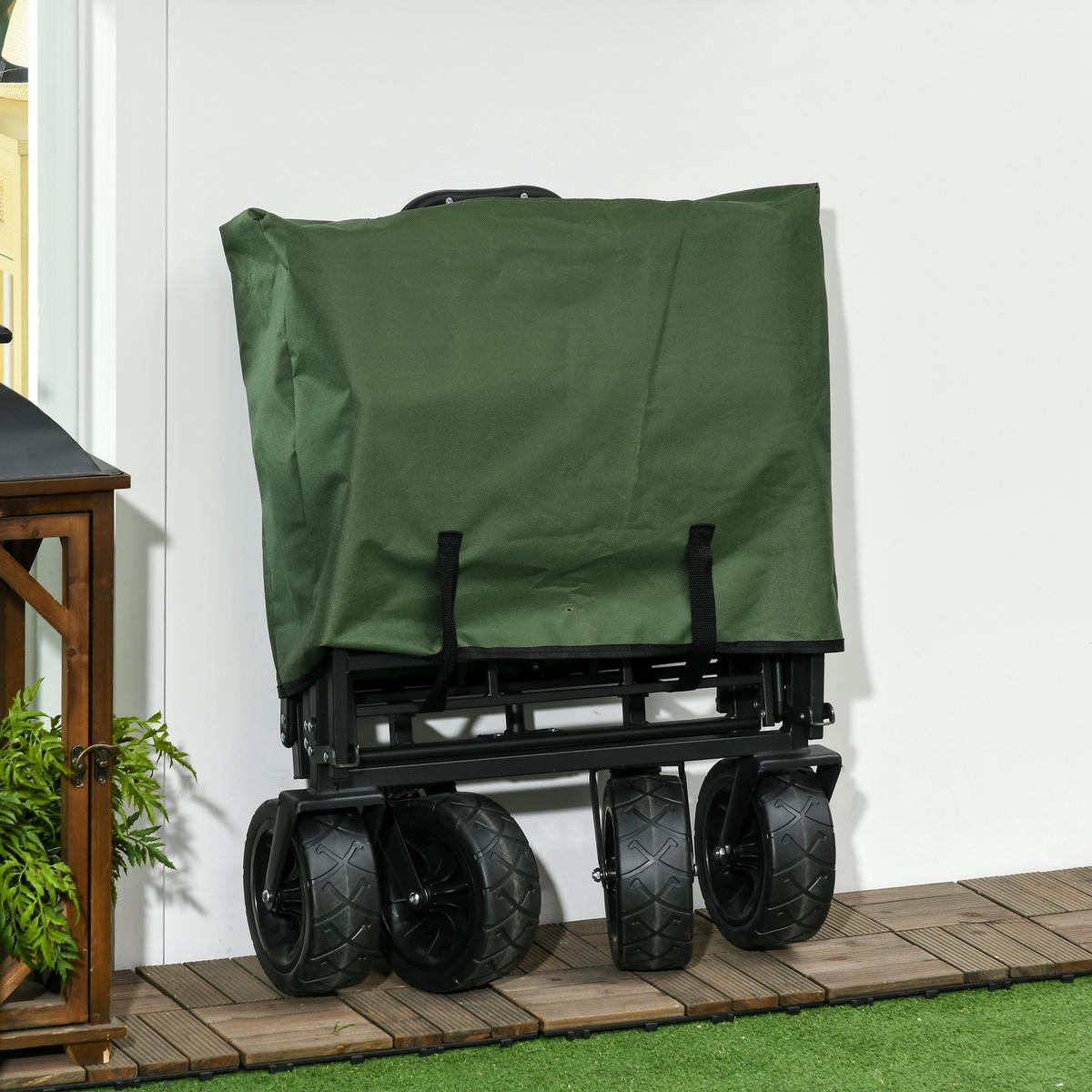 GARTENWAGEN DE-10347 faltbar 110 L, Teleskopgriff Khaki - Taupe, Metall (57/100/94cm) - ComfortXL