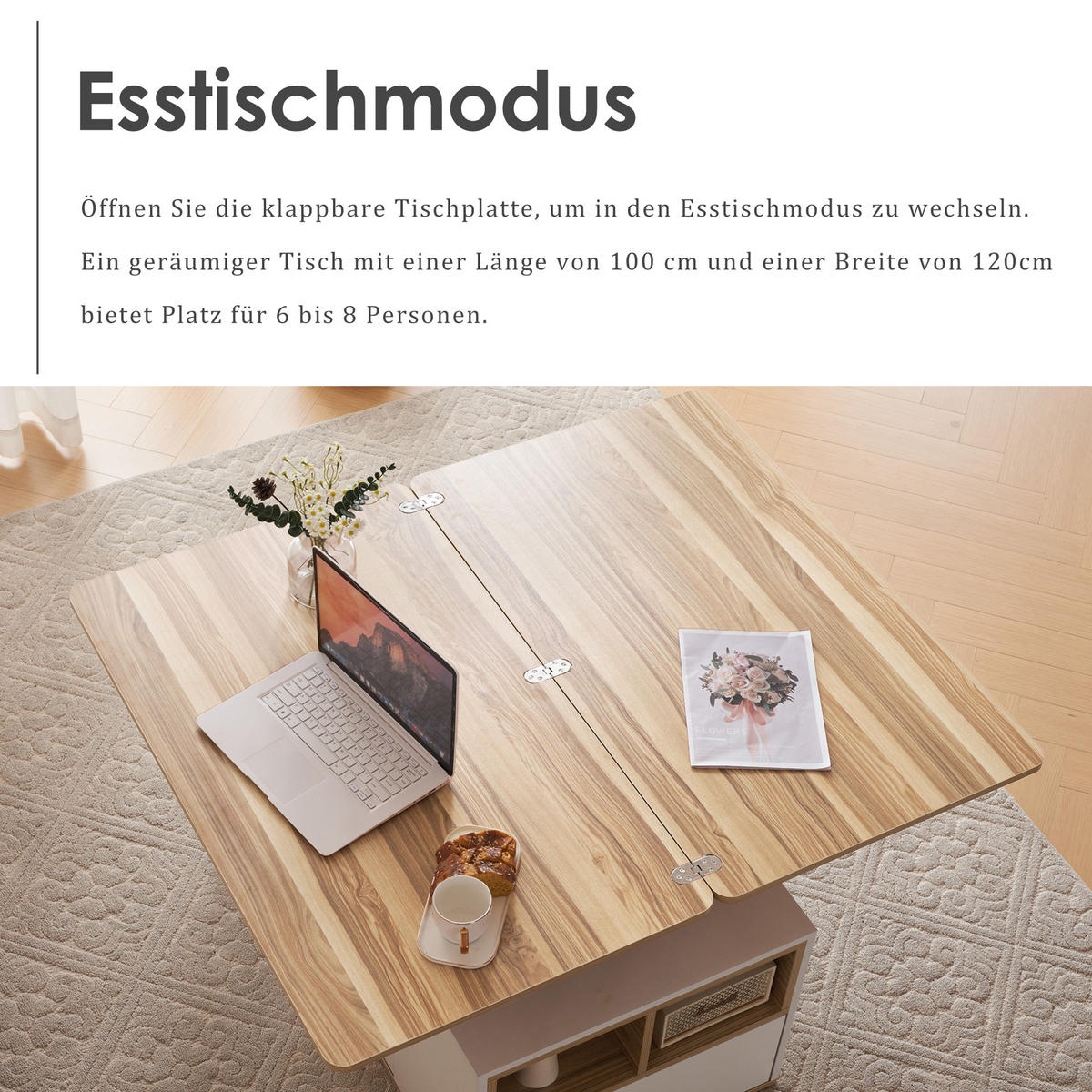 COUCHTISCH Hebbar 2 Tische Weiß Holz Multifunktion - Weiß, Holzwerkstoff (100/51/47cm) - FLIEKS