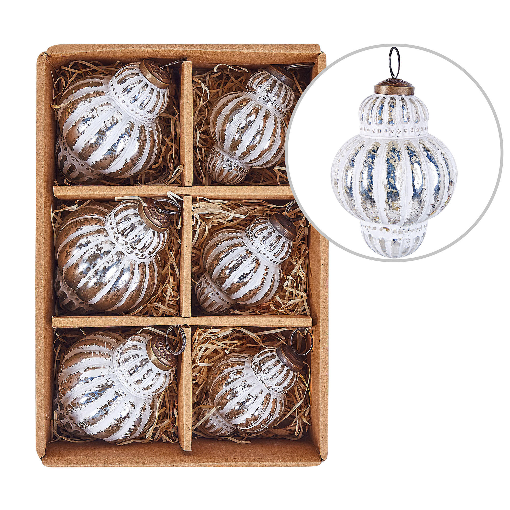 WEIHNACHTSBAUMKUGELN 11/14 cm Silber Cremeux - Silberfarben, Glas (10/14/10cm) - Beliani