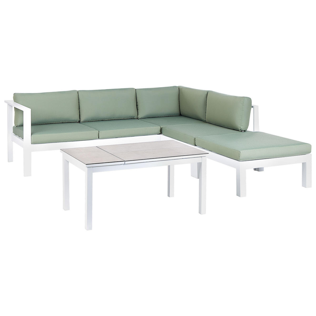 LOUNGE-SET 5-sitzer Aluminium Grün Messina - Weiß/Grau, Metall - Beliani