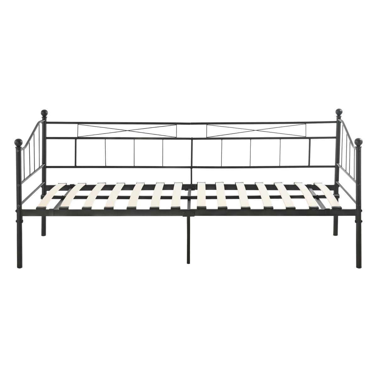 TAGESBETT Arjeplog - Schwarz, Metall (90/200cm) - [en.casa]