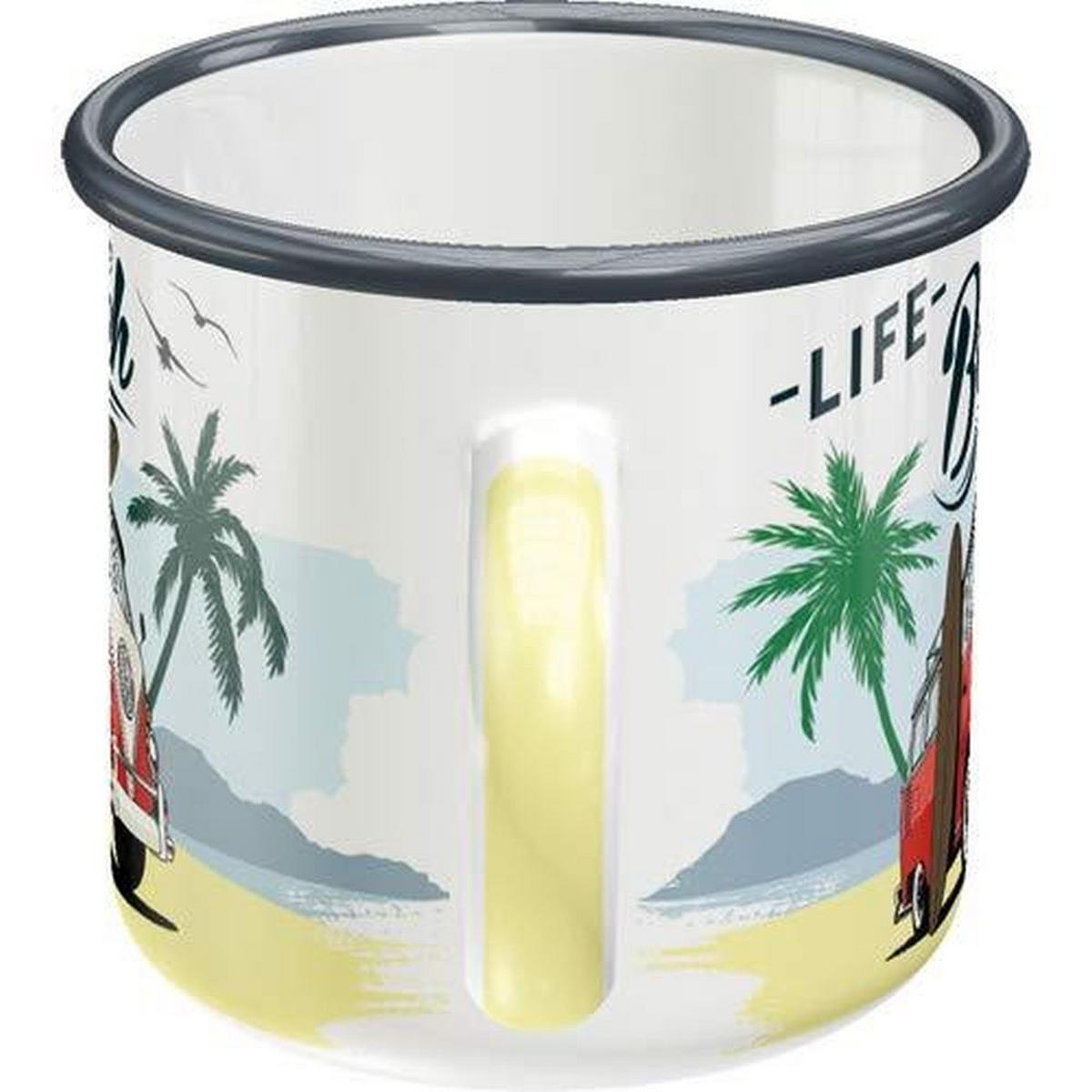 EMAILLE-BECHER 360 ml Volkswagen VW Bulli Beach - Multicolor, Metall (0.36L) - Nostalgic-Art