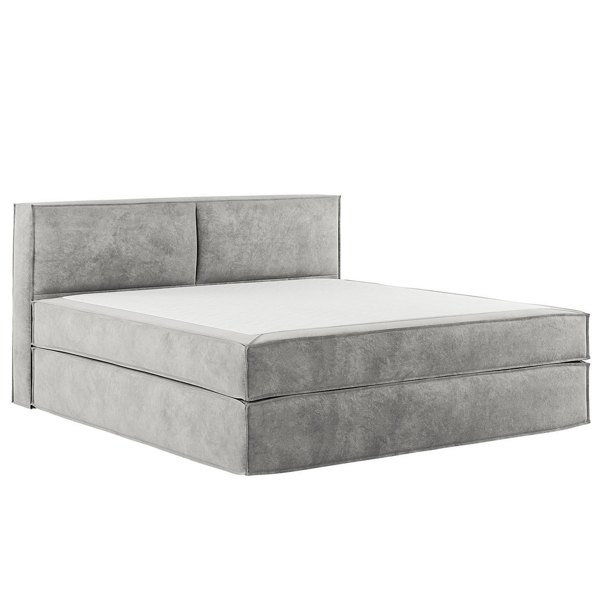 BOXSPRINGBETT mit Kopfteil - Premium - Hellgrau, Textil (180/200cm) - home24