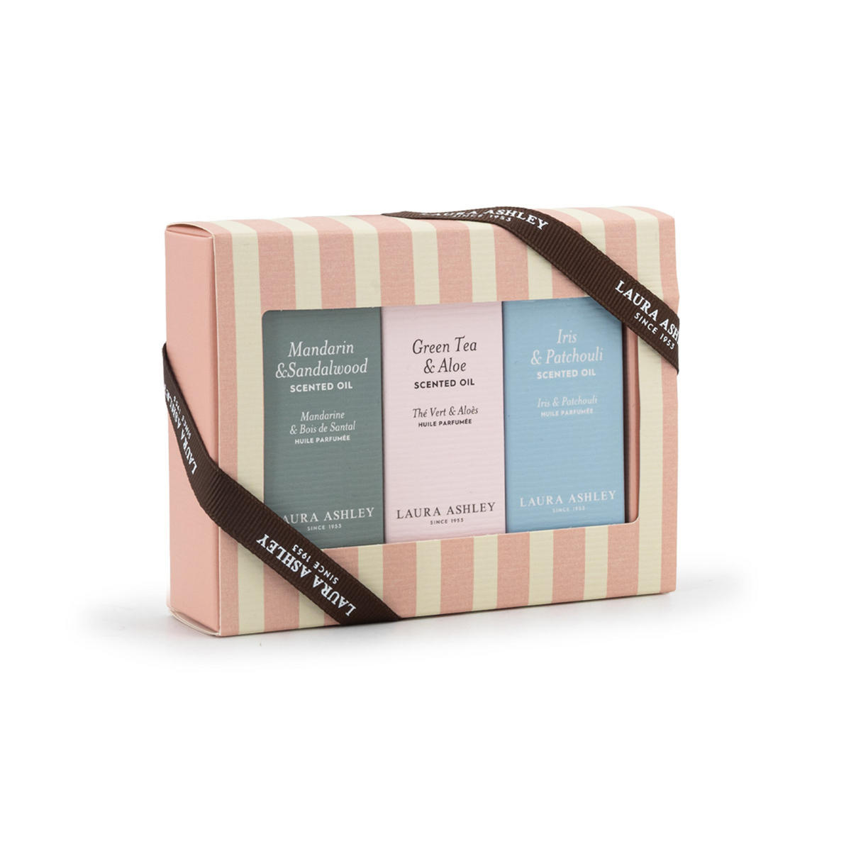 LAURA Ashley 3-dielna sada vôní olejov - biela, sklo (4/9.5/12cm)