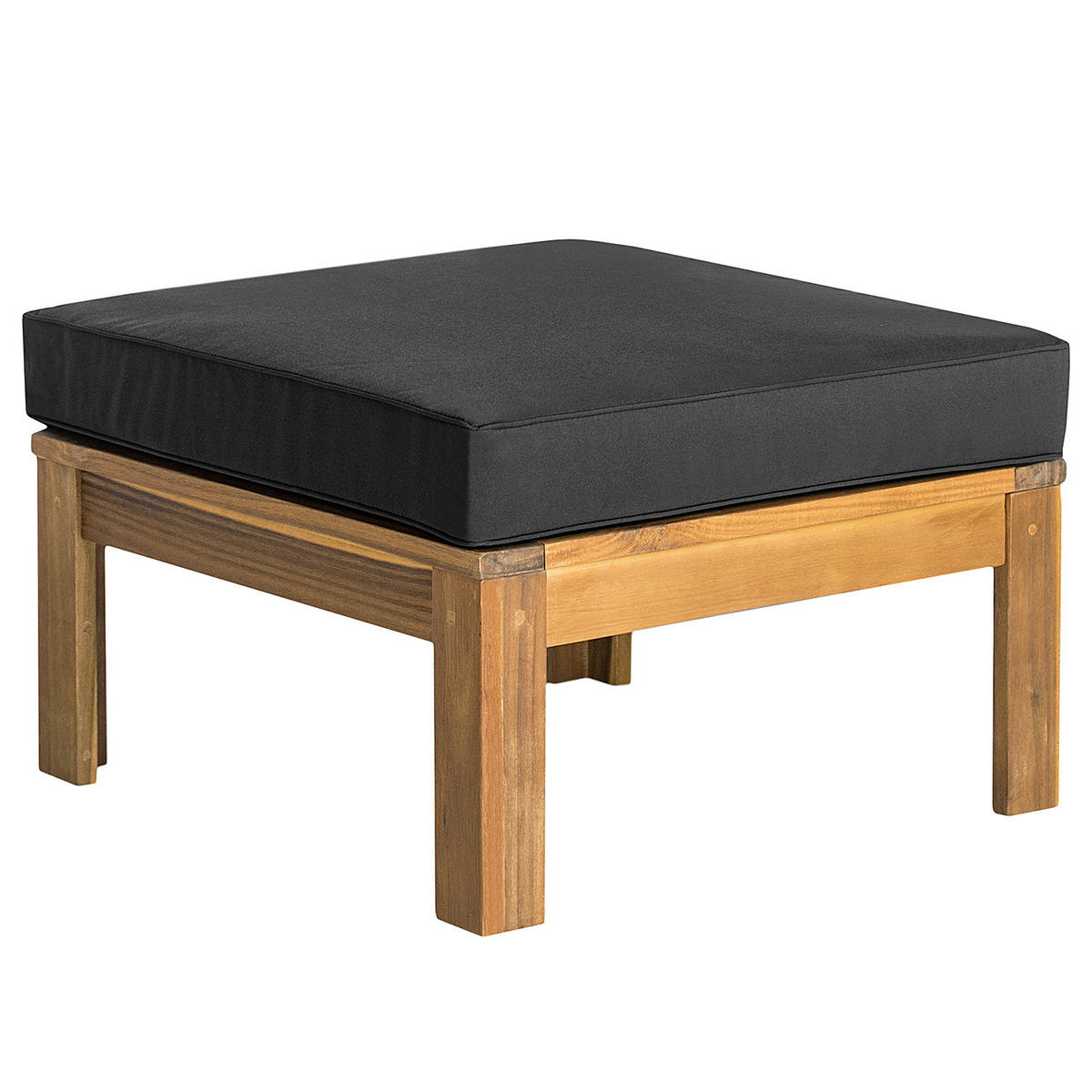 LOUNGEHOCKER - Webstoff / Akazie massiv - Anthrazit, Holz/Textil (60/38/60cm) - home24
