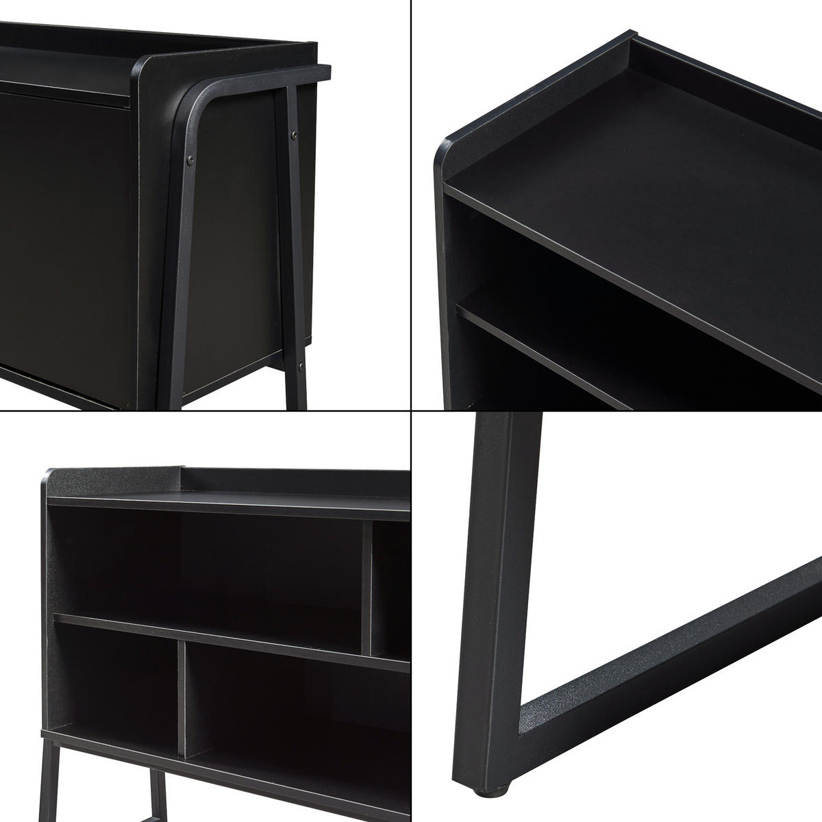 FERNSEHSCHRANK Storfjord - Schwarz, Holzwerkstoff/Metall (33.5/63/120cm) - [en.casa]