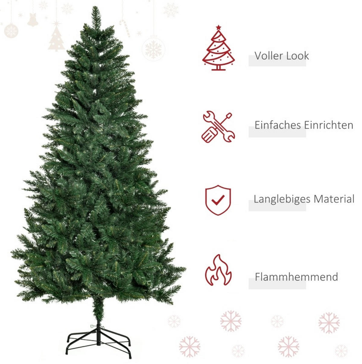 WEIHNACHTSBÄUME 90/90/180 cm grün aus Kunststoff mit 724 Zweigen - Grün, Kunststoff (180cm) - OKWISH