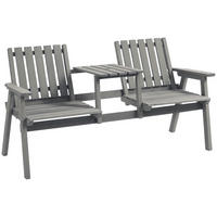 GARTENBANK MIT TISCH DE-08295 Sitzgruppe mit Regenschirmloch, 2 Sitzplätze Grau - Grau, Holz (152/83/70cm) - ComfortXL