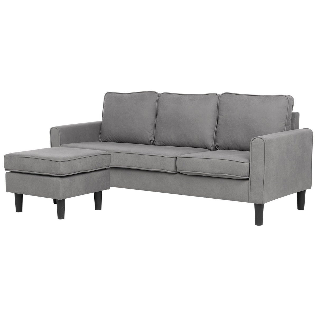 3-SITZER-SOFA mit Ottomane Polsterbezug Grau Avesta - Hellgrau, Textil (186/85/74cm) - Beliani