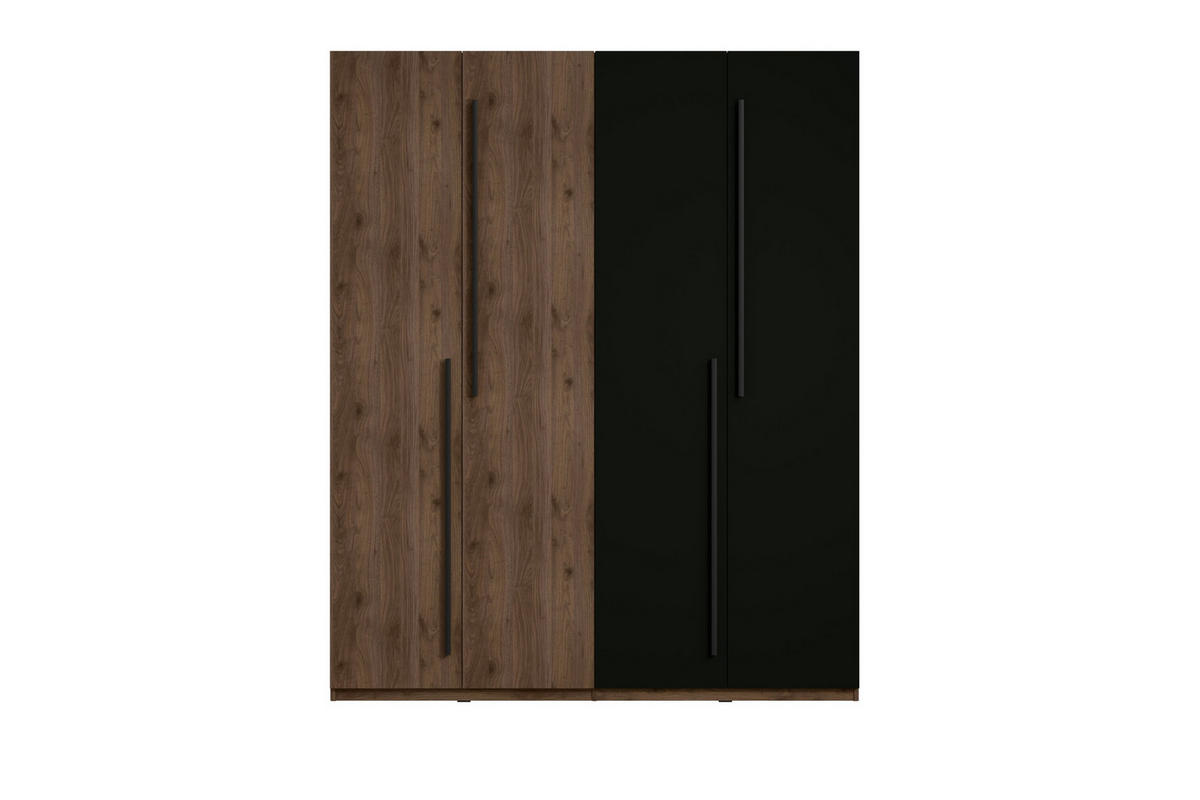 KLEIDERSCHRANK VASSA 226 / 220 / 146 cm in Schwarz / Nussbaum mit Schminktisch - Nussbaumfarben/Schwarz, Holzwerkstoff (226/146/221cm) - Deine Möbel 24