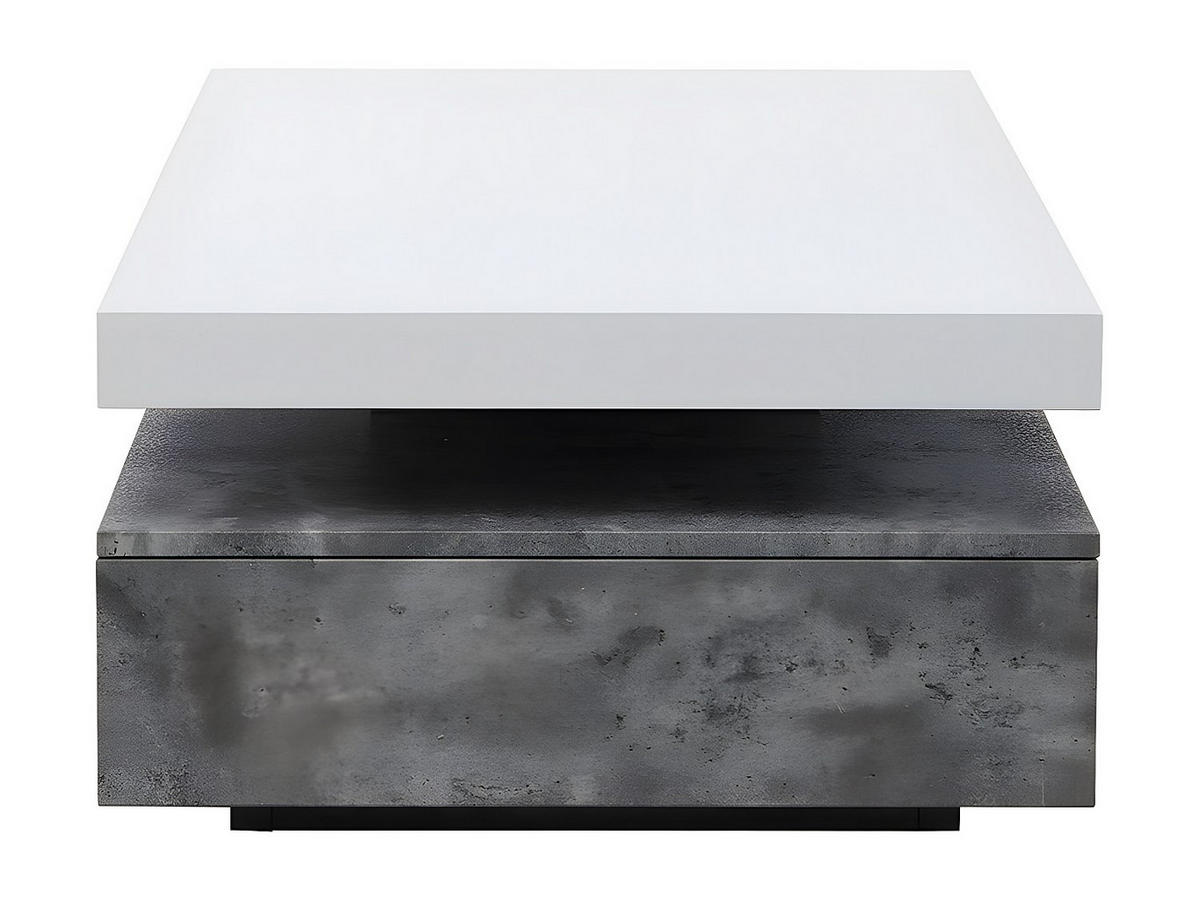 COUCHTISCH mit 2 Schubladen - MDF - Beton-Optik & Weiß - FELIX - Grau, Holz (120/60/35cm) - Vente-Unique