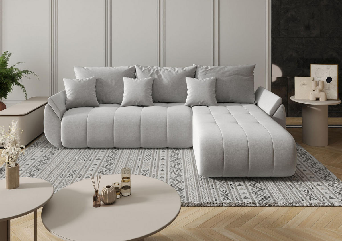 ECKSOFA mit Schlaffunktion TOKYO Wind 11 - Beige/Hellgrau, Textil (280/185cm) - Bedante
