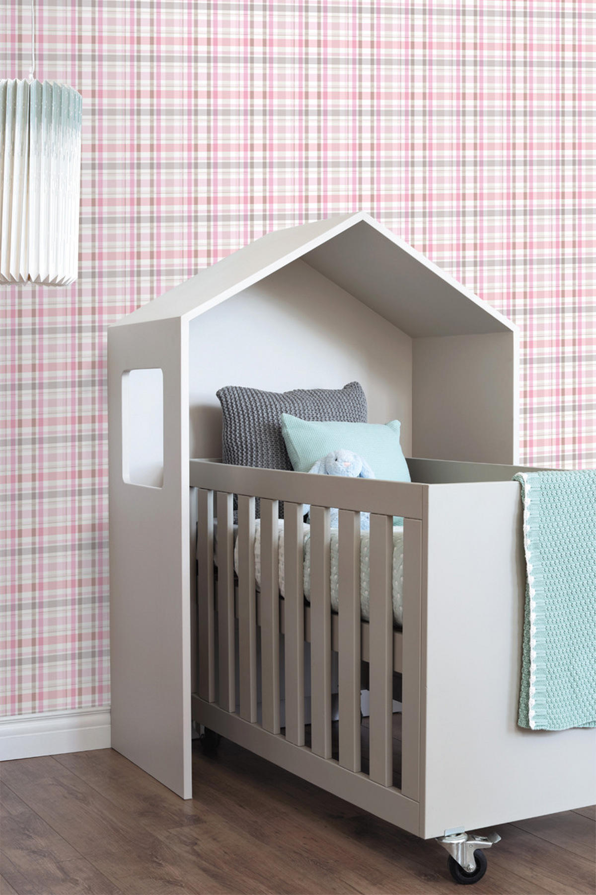 TAPETE Karomuster 53 cm x 10.05 m - Pink, Papier (53/1000cm) - ESTAhome