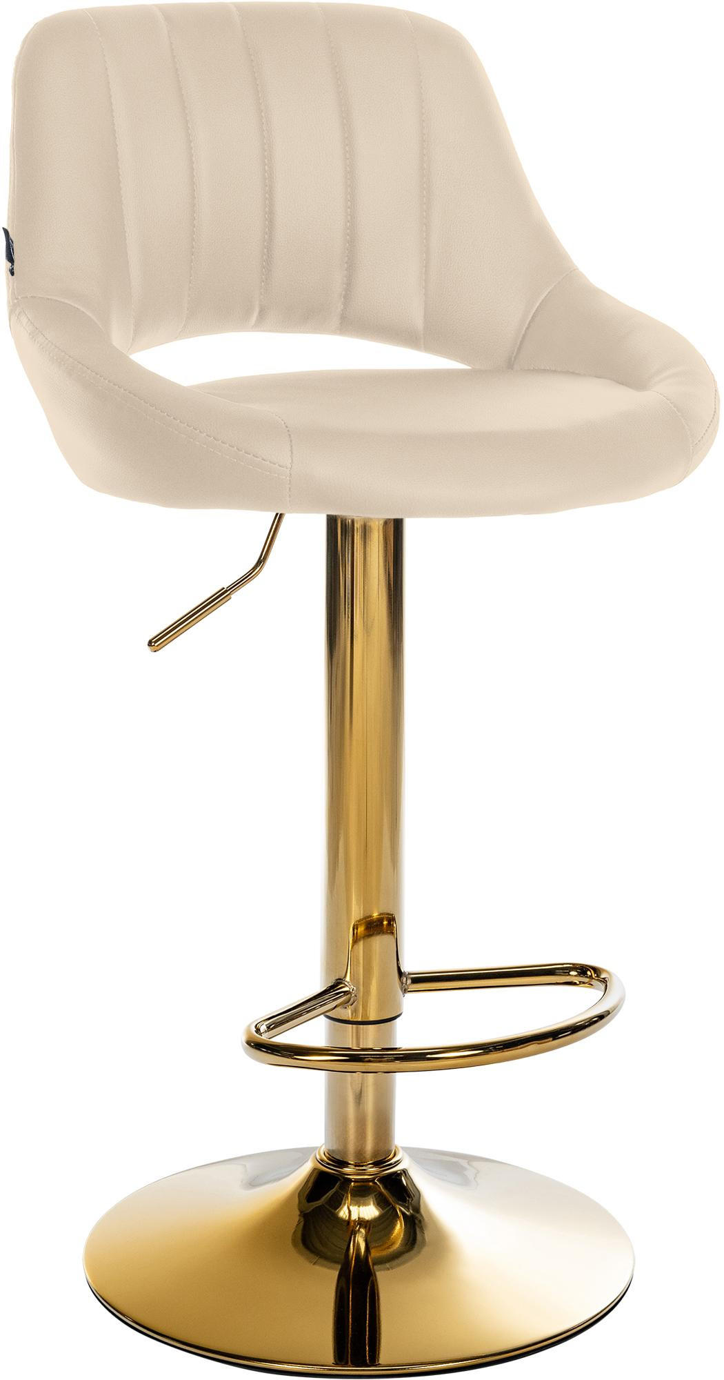 BARHOCKER Lederlook Creme - Goldfarben/Creme, Textil/Metall (47/85/48cm) - CLP